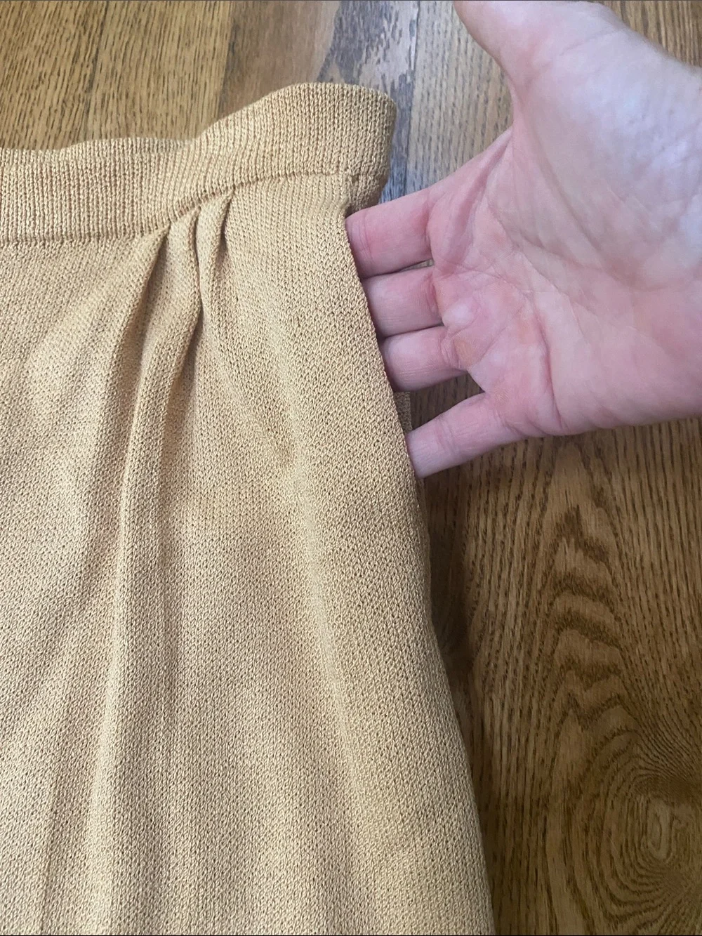 Womens St. John Santana knit straight leg pant gold 12 quiet luxury minimalist